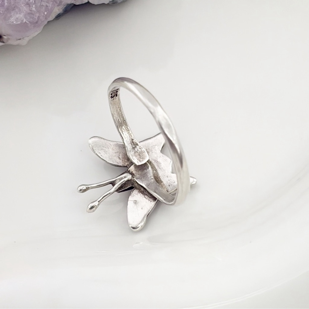 Vintage Sterling Silver 925 Southwest Abalone Butterfly Ring Size 5 6 7 7.5 - Picture 10 of 11